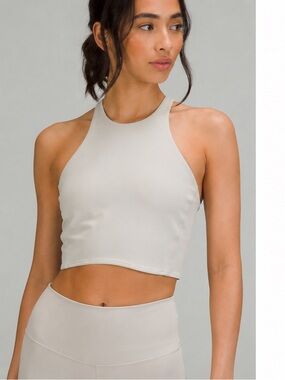 Lululemon Strong Lines Bra Bone Size 6 High Neck Cross Back Sports Bra